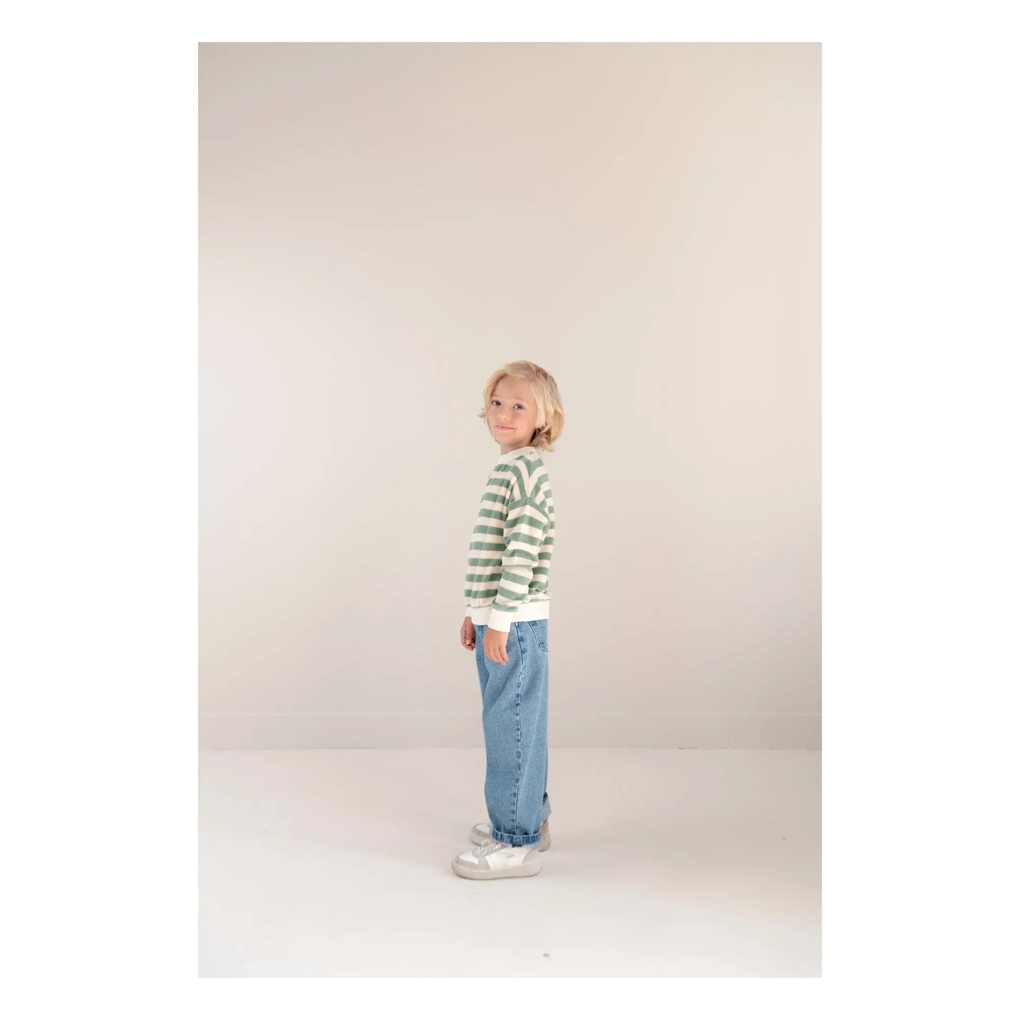 Jenest - Kay Çizgili Organik Pamuk Sweatshirt | Haki