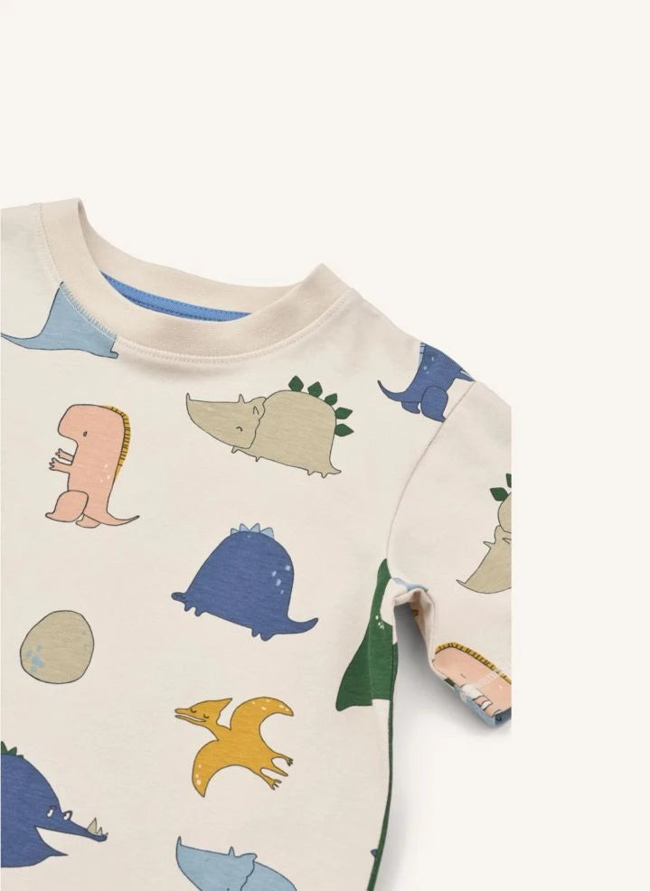Liewood - Francis Dinosaurs Organic Cotton T-Shirt | Sand Color