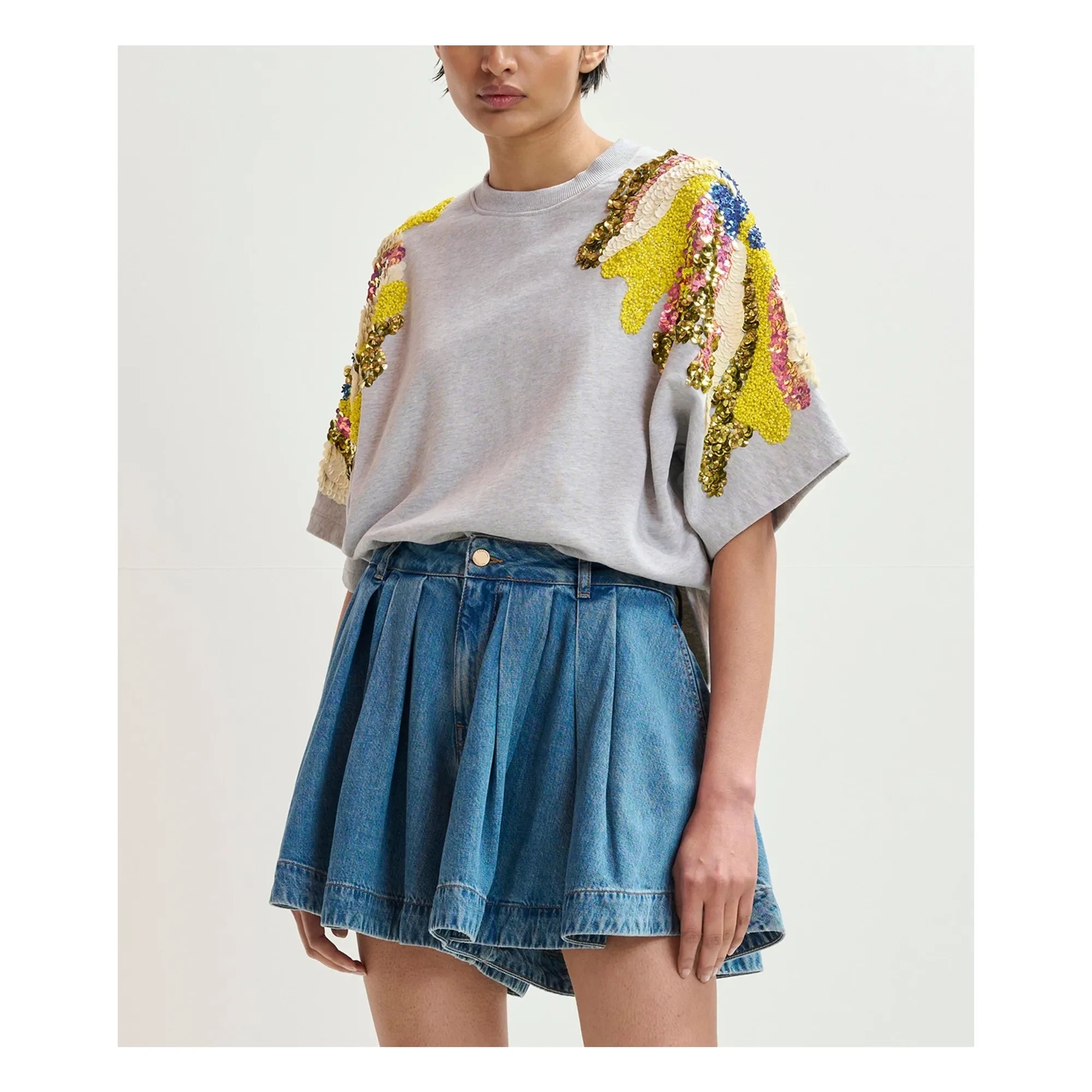 Essentiel Antwerp - Jadda Cotton Embroidered Sweatshirt | Grey