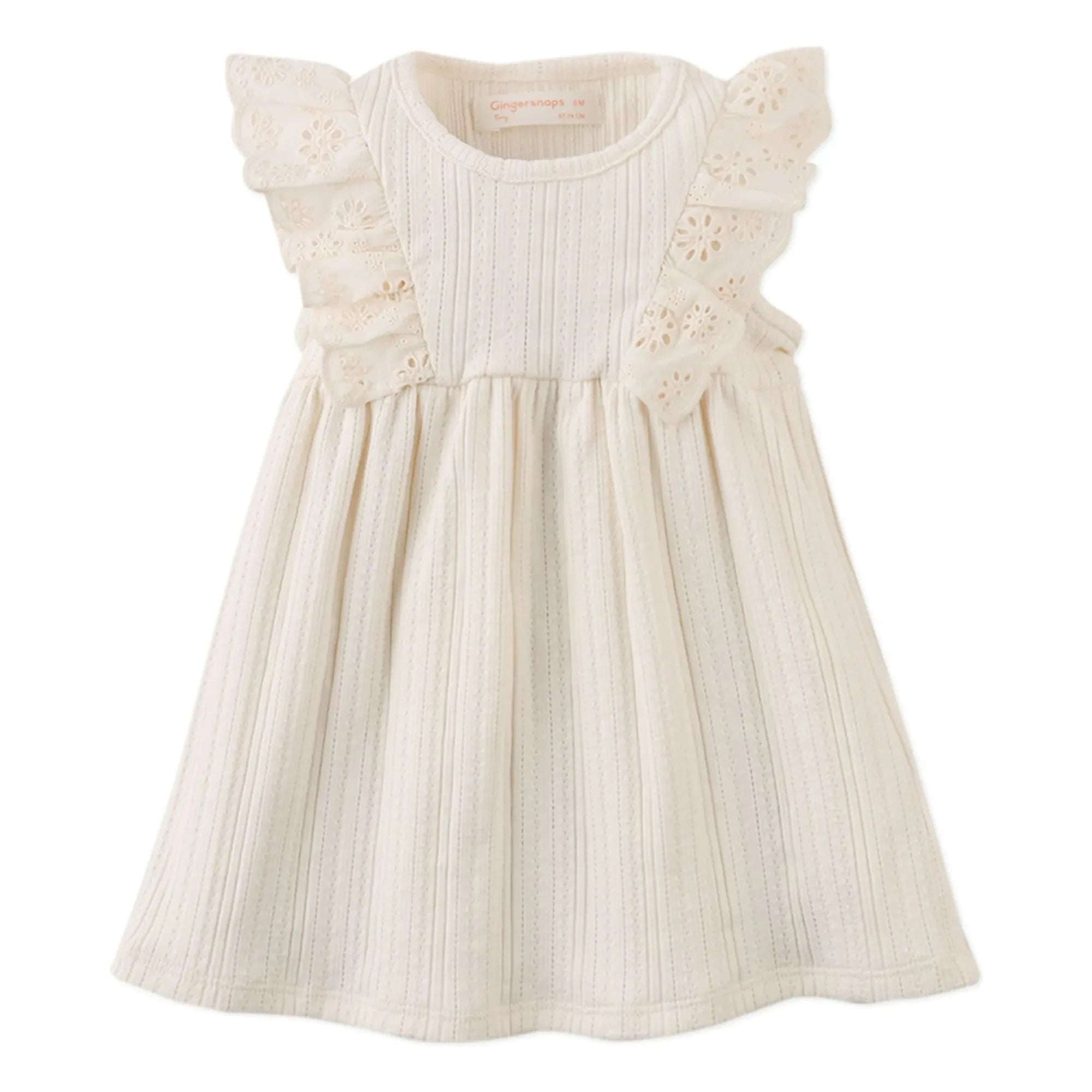 Gingersnaps - Elowyn Embroidered Ruffled Dress | Ecru