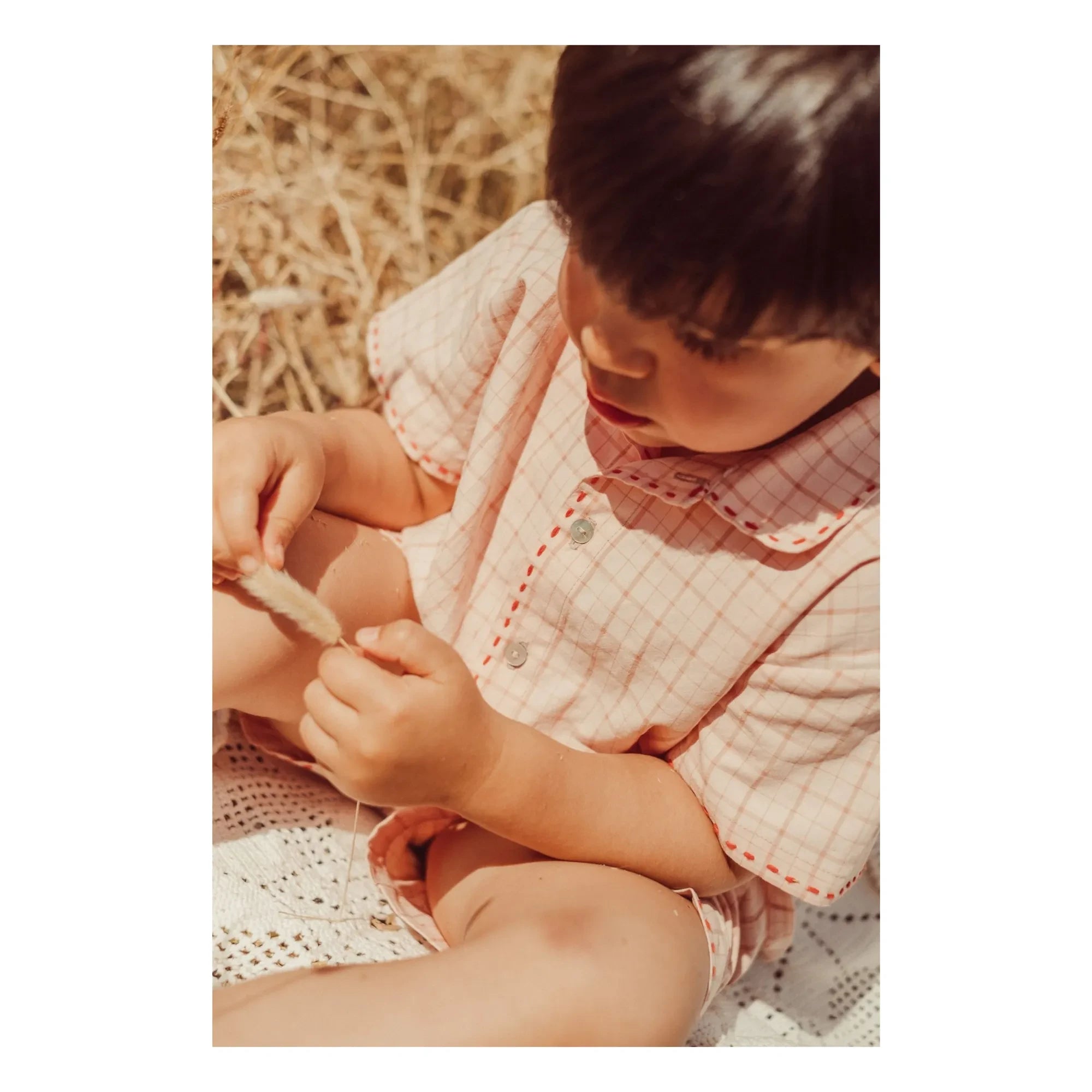 THE LiTTLE POETS - Alvaro Embroidered Shirt Organic Cotton Checkered | Light Pink