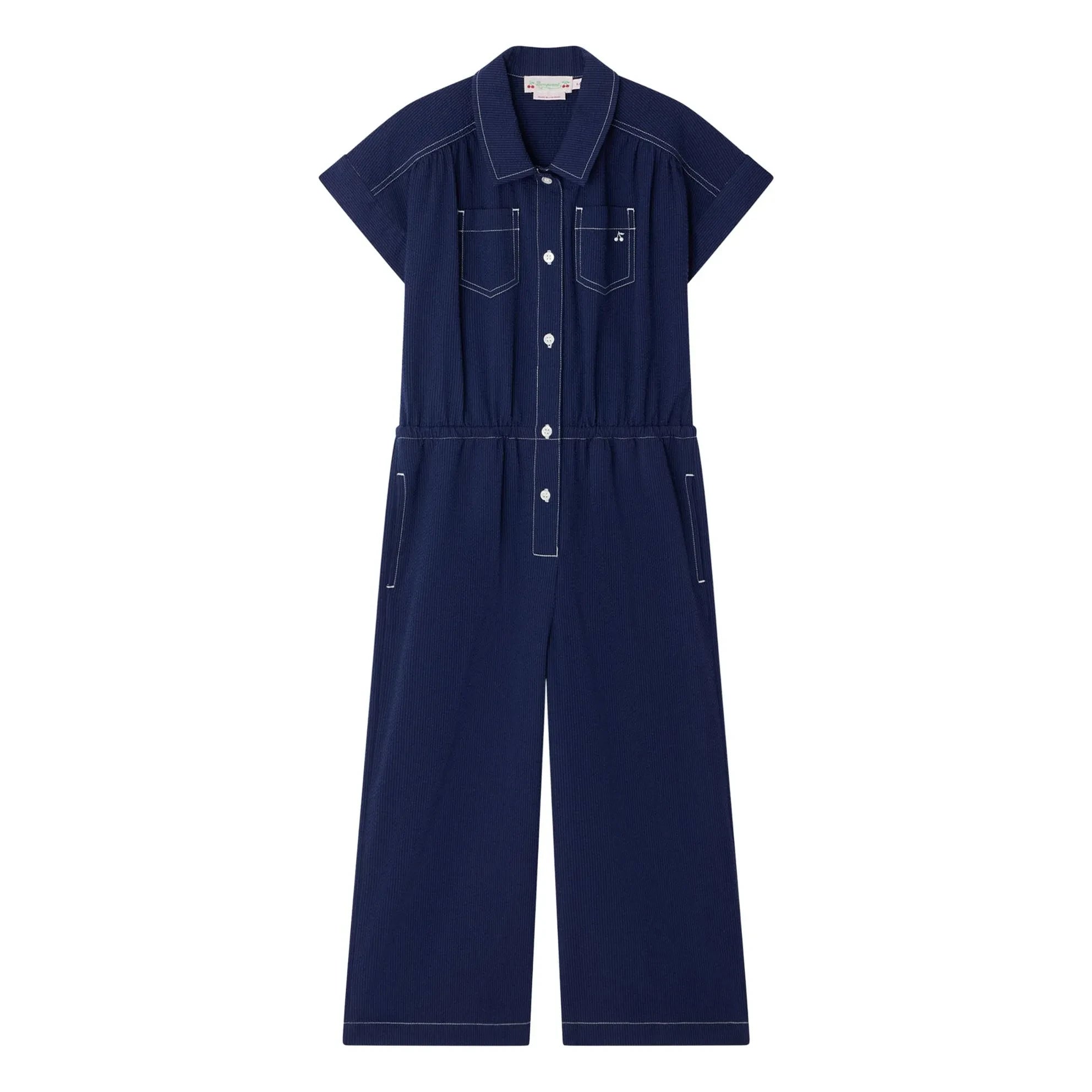 Bonpoint - Denim Lania Organic Cotton Romper | Indigo Blue
