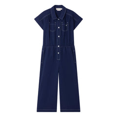 Bonpoint - Denim Lania Organic Cotton Romper | Indigo Blue