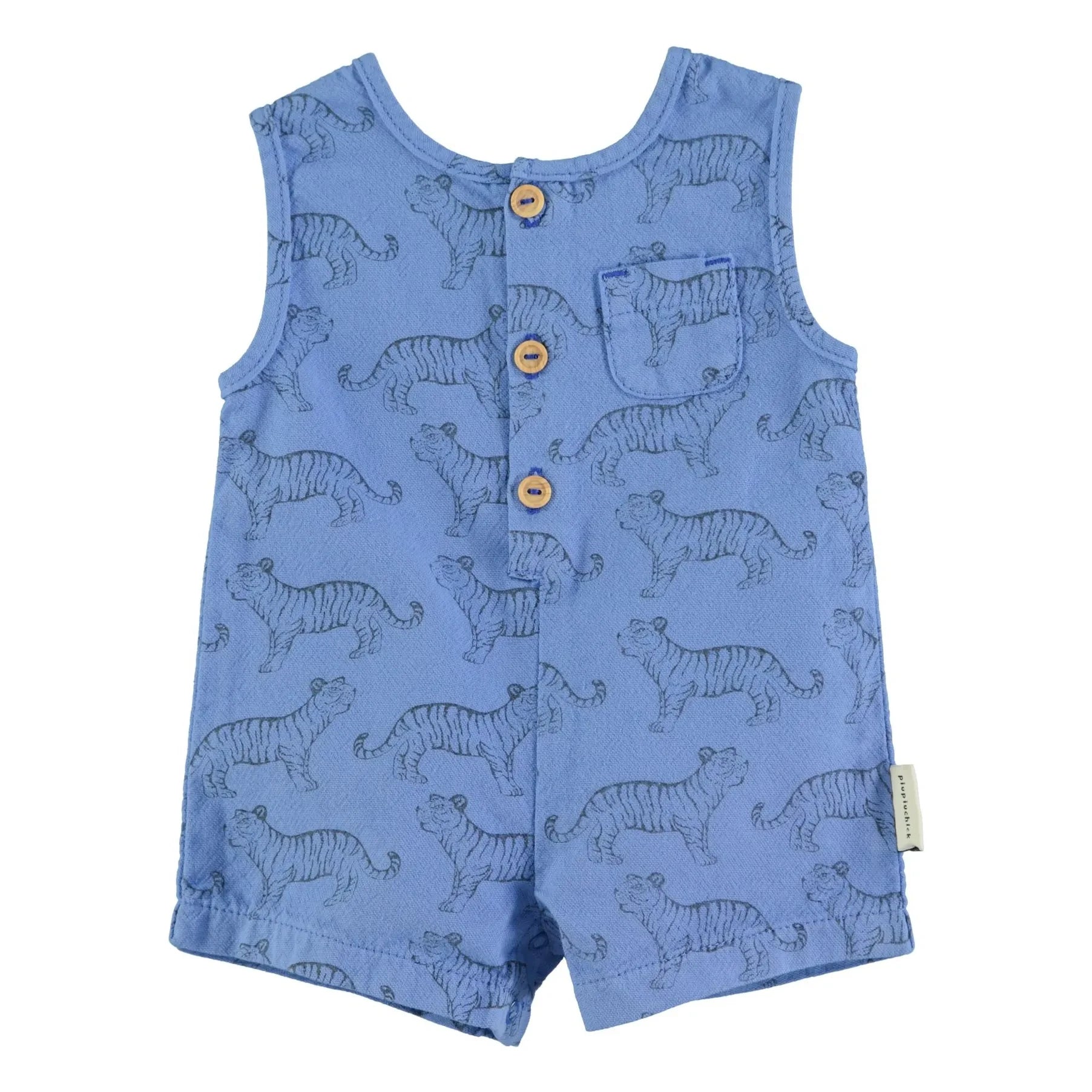 Piupiuchick - Tiger Organic Cotton Romper | Blue