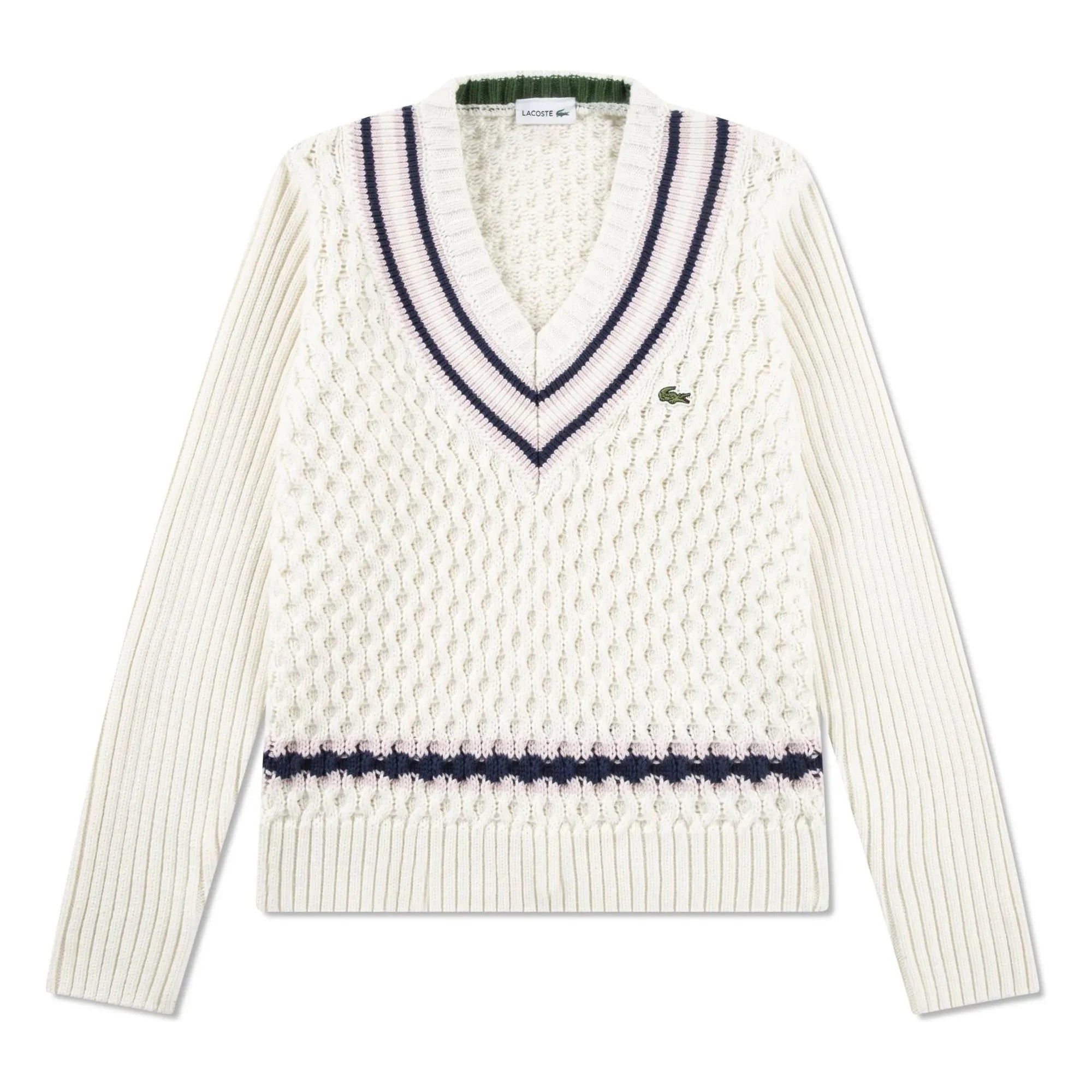 Lacoste - Organik pamuklu kablo örgü kazak | Ekru