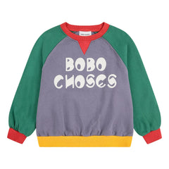 Bobo Choses - Renk bloklu organik pamuklu sweatshirt | Mauve