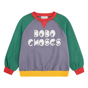 Bobo Choses - Renk bloklu organik pamuklu sweatshirt | Mauve
