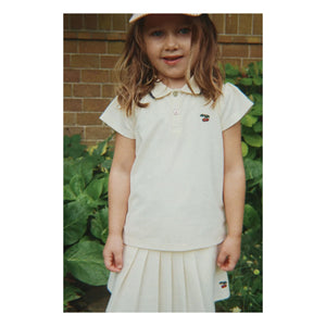 Konges Sløjd - Florita Cerises organic cotton polo shirt | Ecru