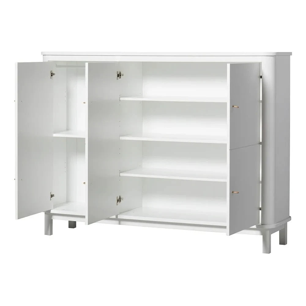 Oliver Furniture - Çok Bölmeli 3 Kapılı Huş Ağacı Şifonyer | Beyaz