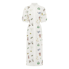 Alémais - Embroidered Linen Dress | Cream