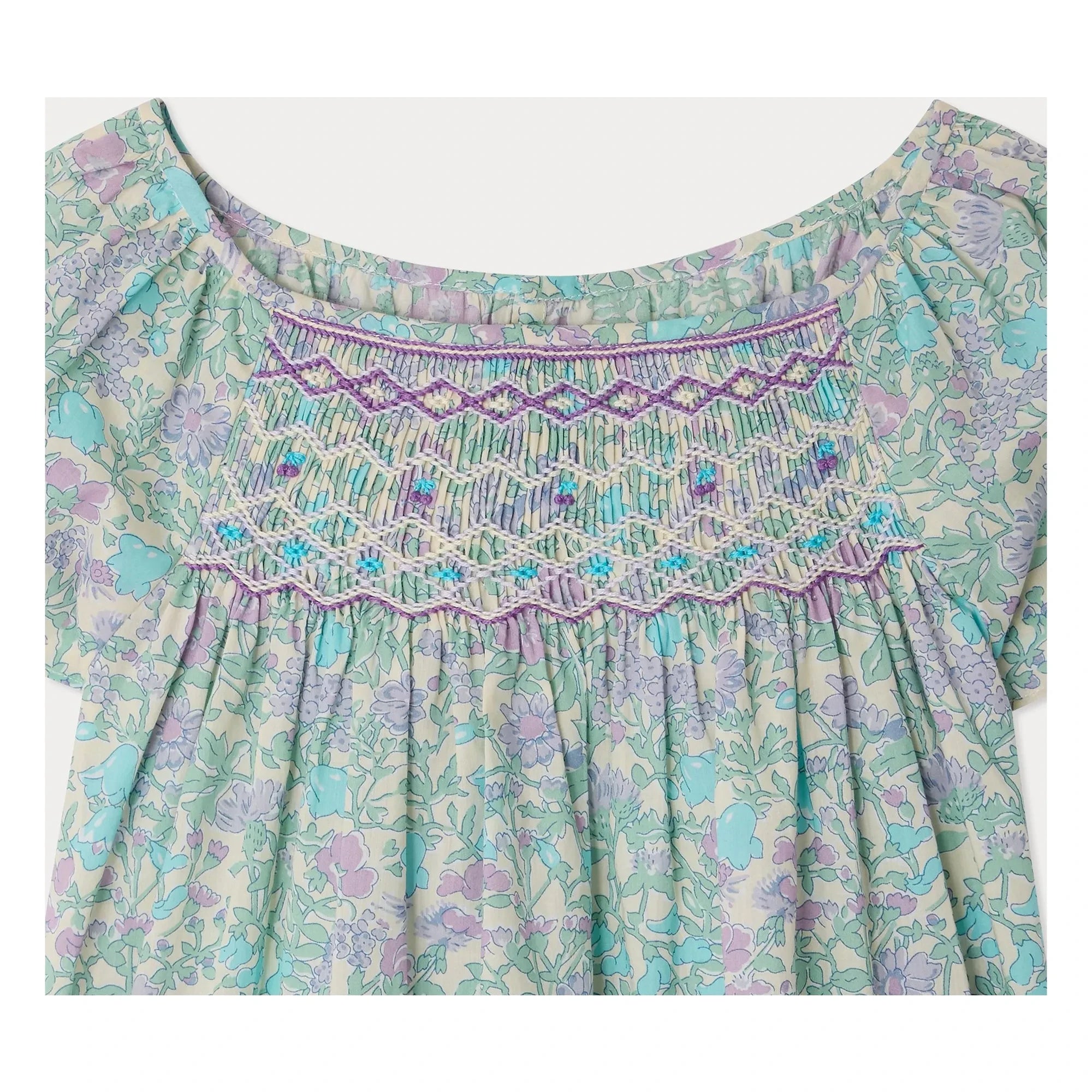 Bonpoint - Grenade Liberty Organic Cotton Drawstring Blouse | Green Water