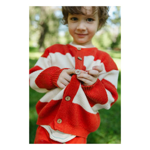 Bayiri - Striped Organic Cotton Snake Cardigan | Red