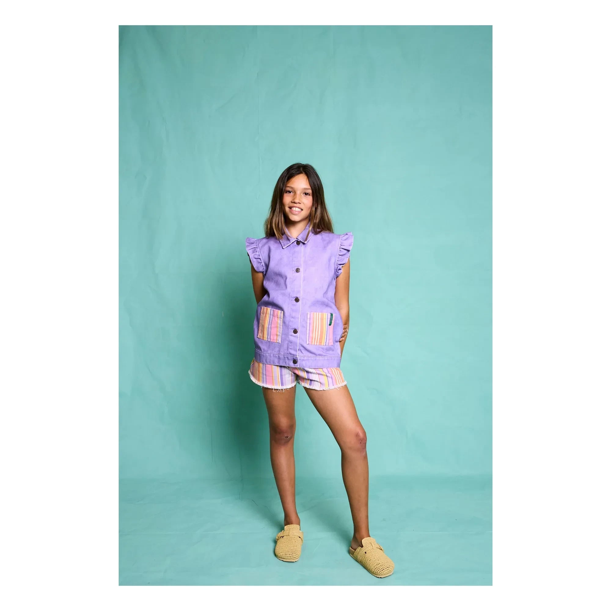 Favorite People - Ricotta Striped Shorts | Purple