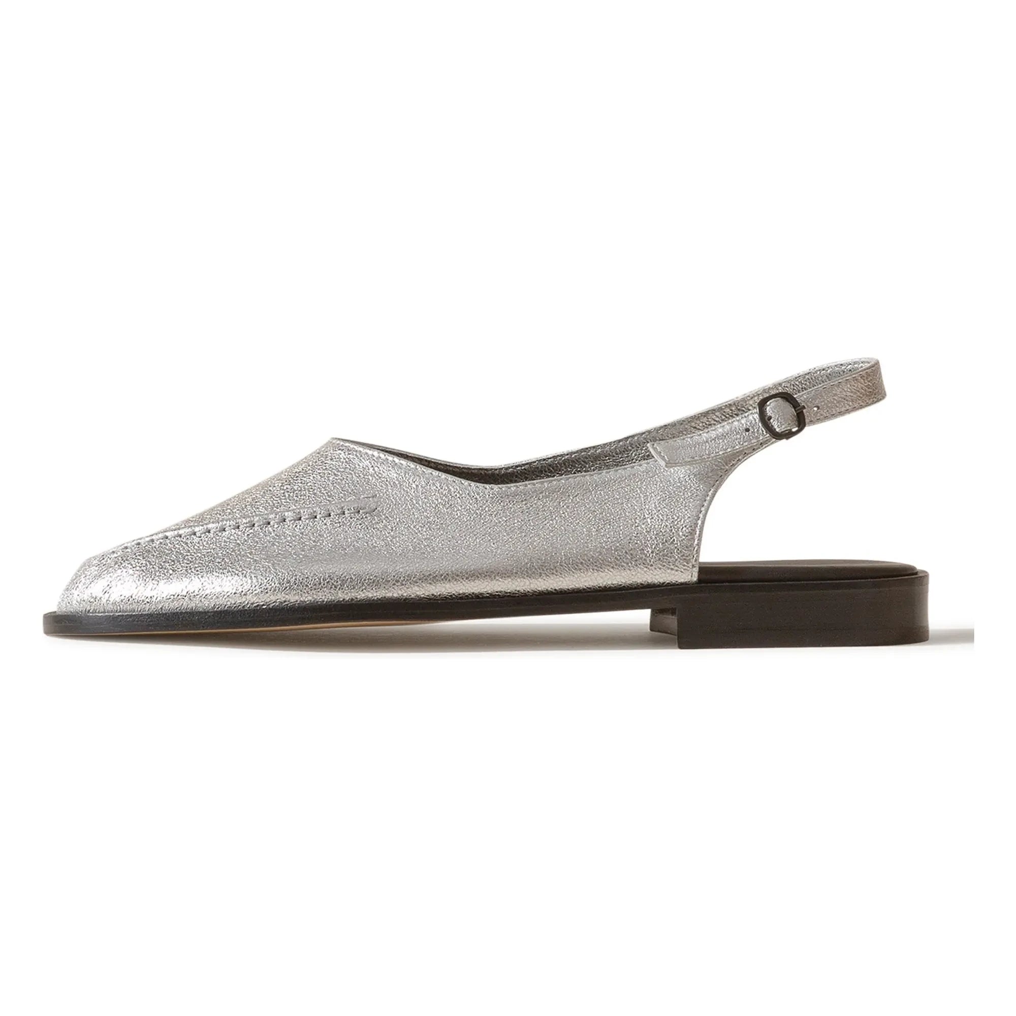 Hereu - Juliol Metallic Ankle Tie Shoes | Silver