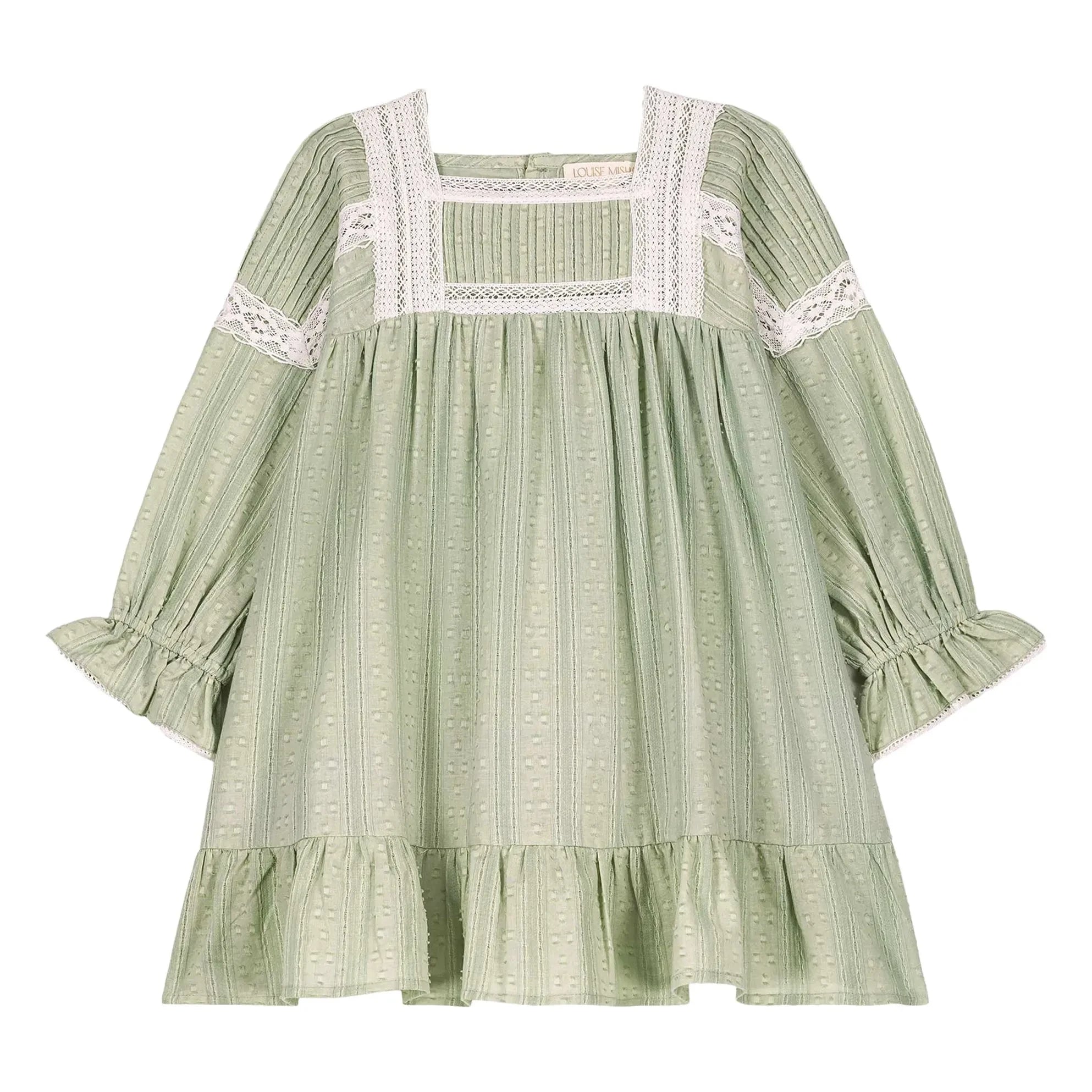 Louise Misha - Laureline organic cotton dress | Almond Green
