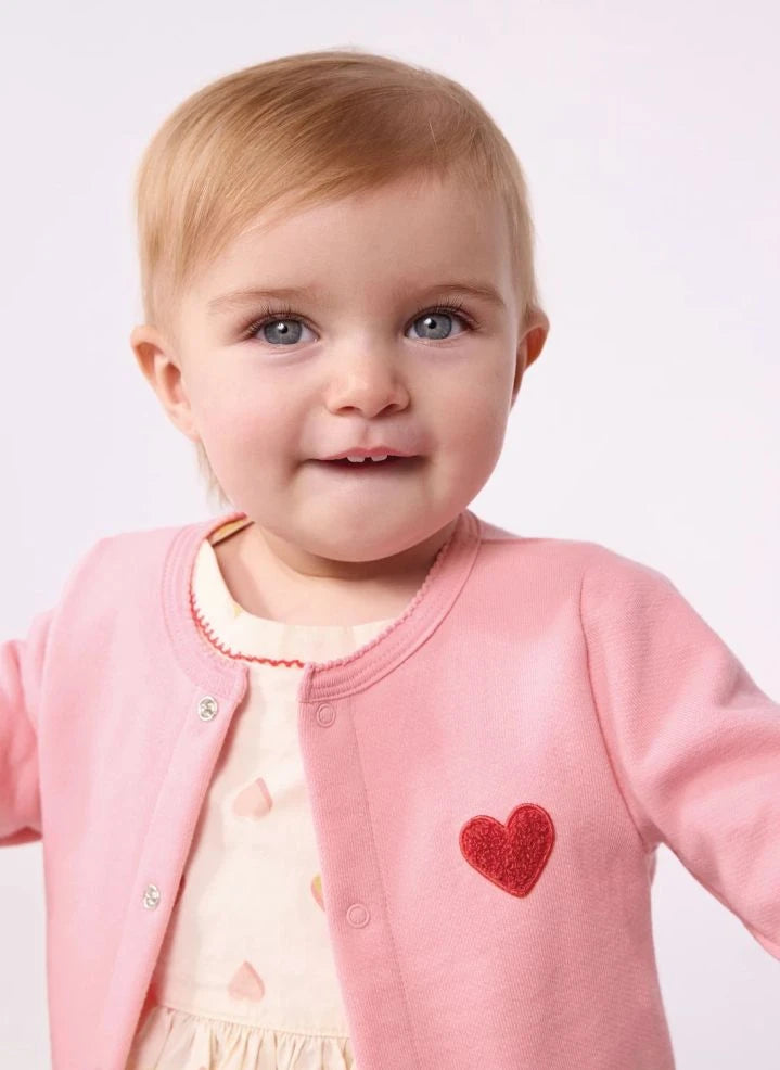 Petit Bateau - Organik Pamuk Kalp Hırka | Pembe