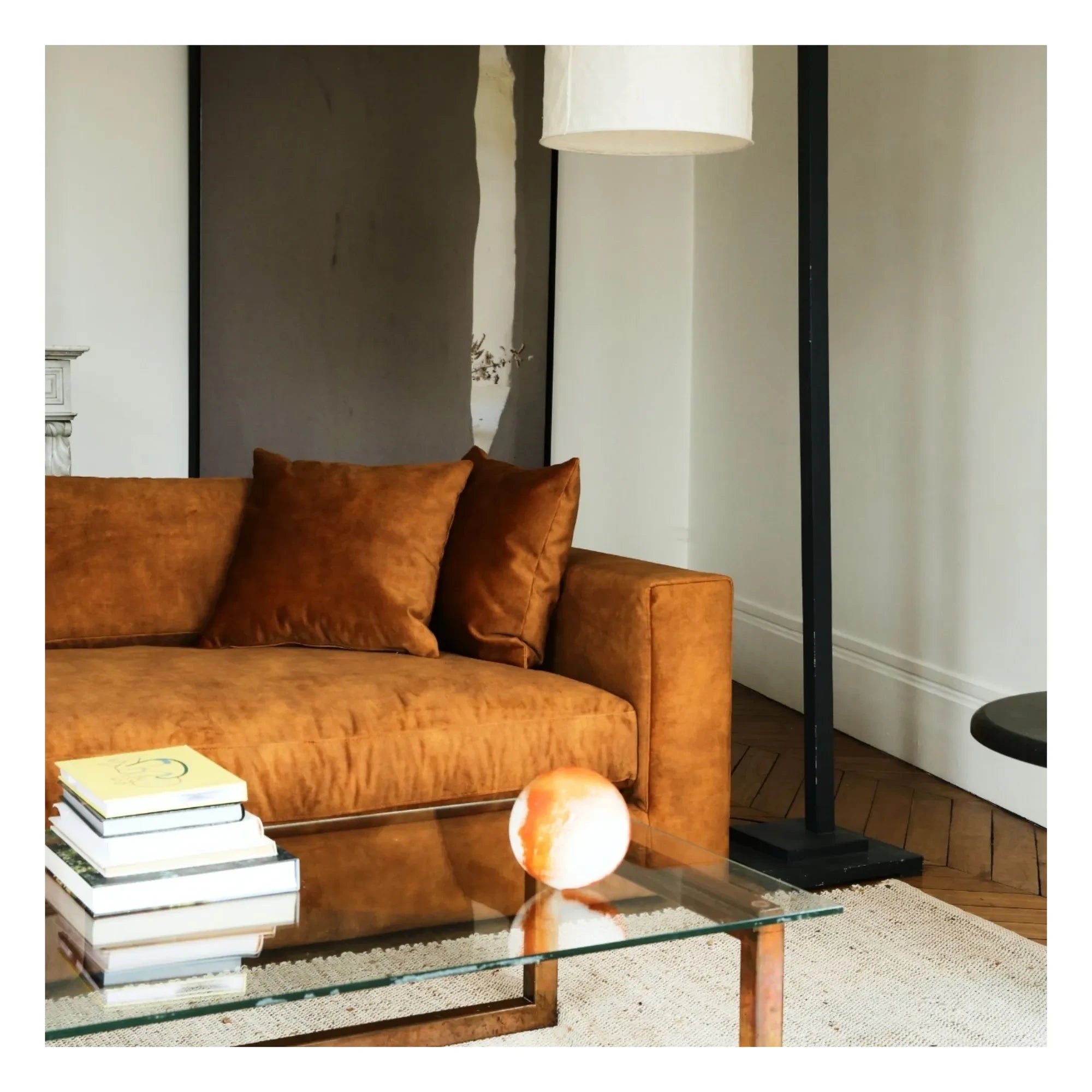 Panac Edition - Bellechasse Light Velvet Sofa for 4 People - 260 cm | Cognac