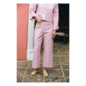 Maria de la Orden - Niza Cotton Striped Trousers | Pink
