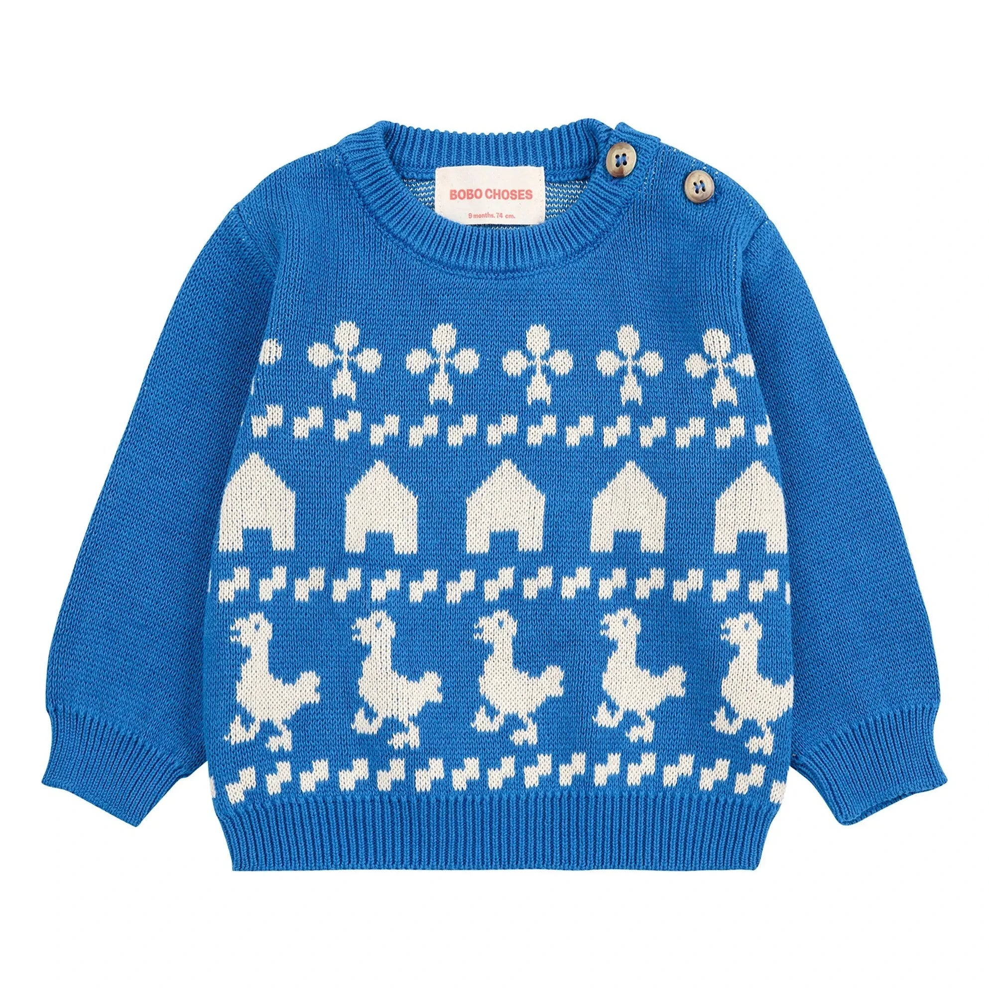 Bobo Choses - Farmhouse Knit Organic Cotton Sweater | Blue