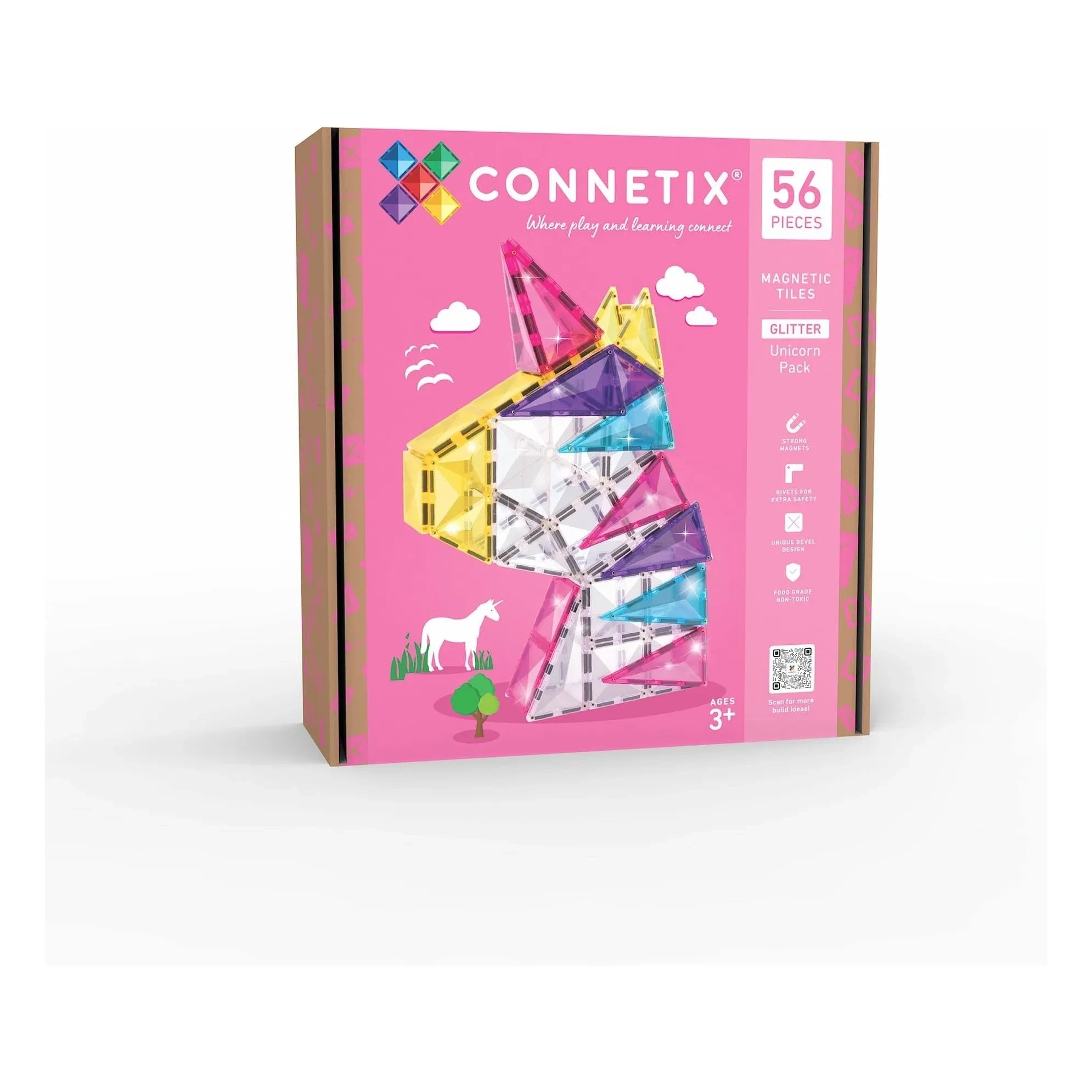 Connetix - Simli Tek Boynuzlu At paketi - 56 parça | Glitter