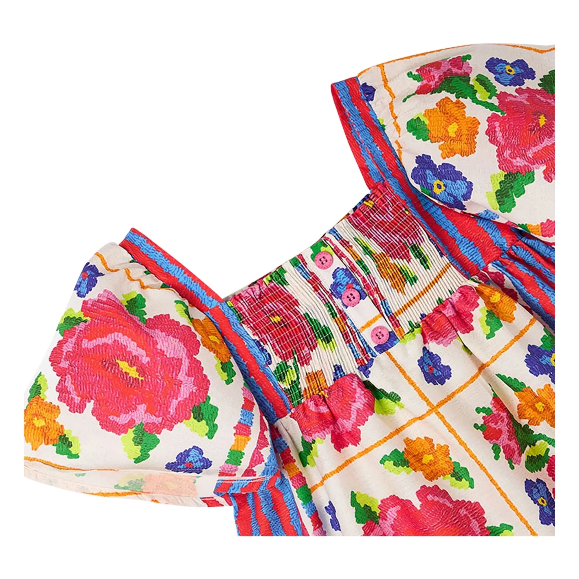 Fabula - Floral Pattern Ruffle Sleeve Dress | Pink