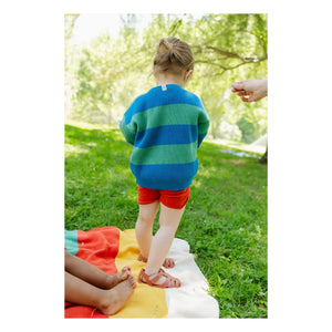 Bayiri - Striped Organic Cotton Snake Cardigan | Blue