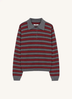 Cordera - Striped organic cotton polo t-shirt | Gray