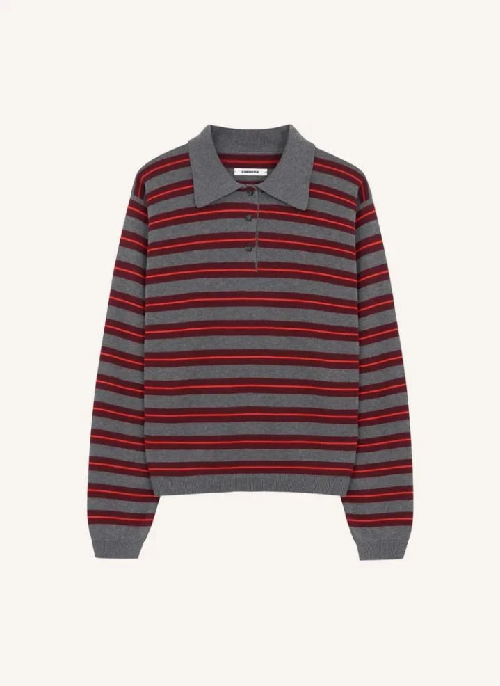 Cordera - Striped organic cotton polo t-shirt | Gray