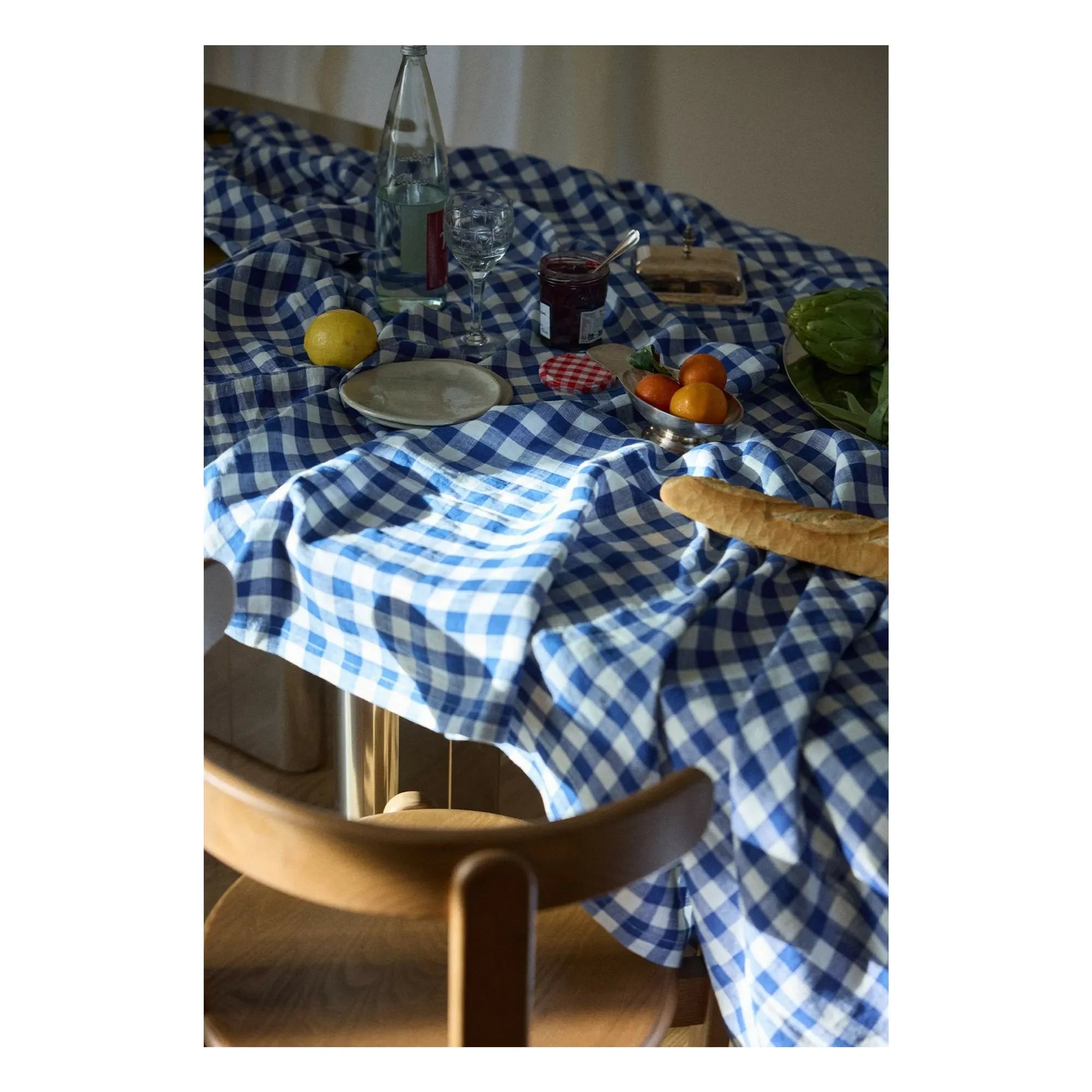 Gabrielle Paris - Vichy Washed Linen Tablecloth | Blue