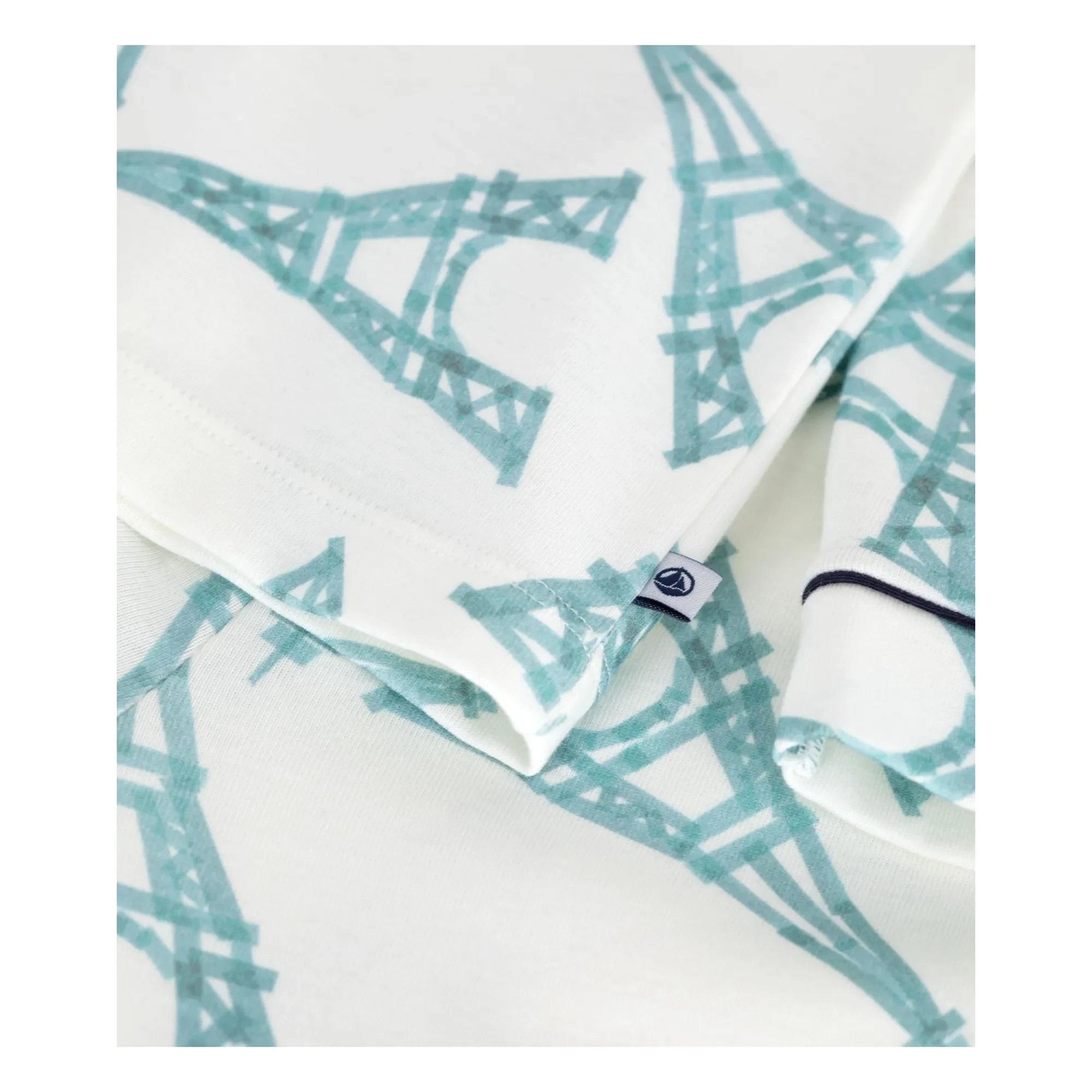 Petit Bateau - Buttoned Eiffel Tower Pajamas | White