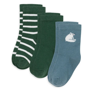 Petit Bateau - Pack of 3 Bear Socks | Chrome Green