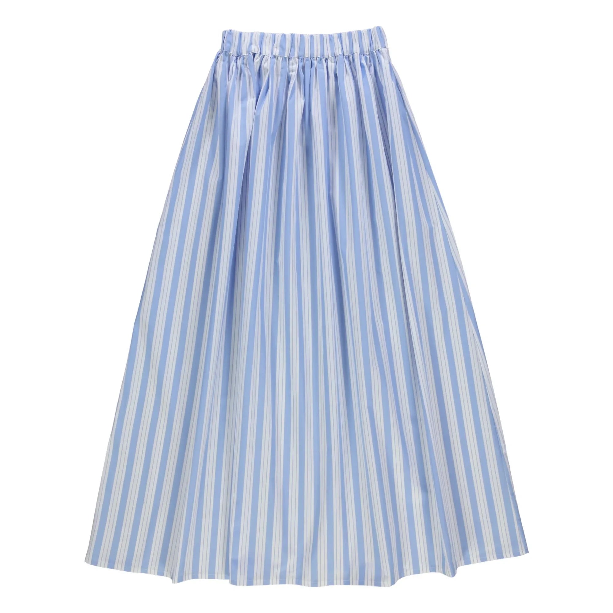 Poudre Organic - Blue Chia Striped Cotton Poplin Skirt