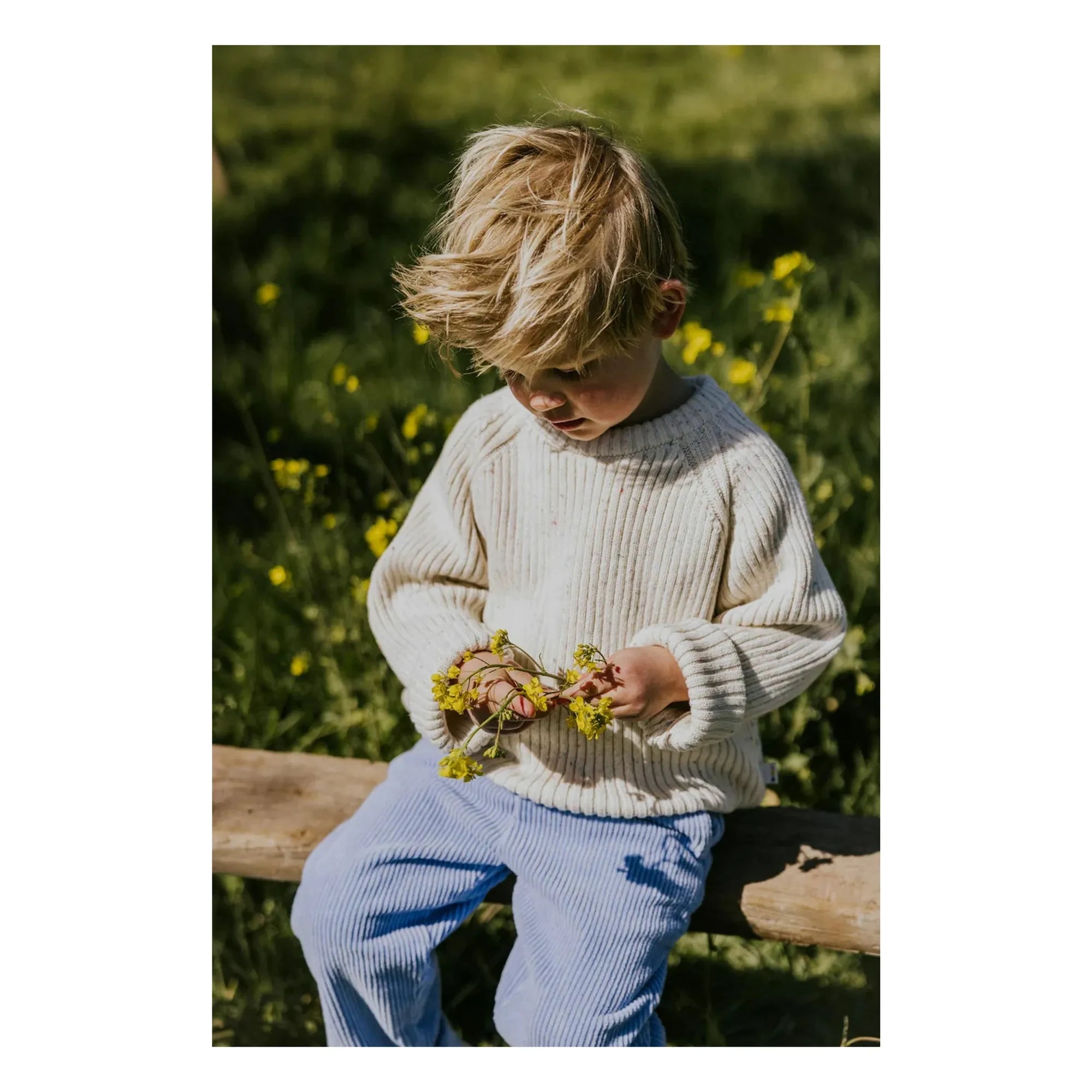 Yuki - Organic Cotton Ribbed Sweater | Heather White