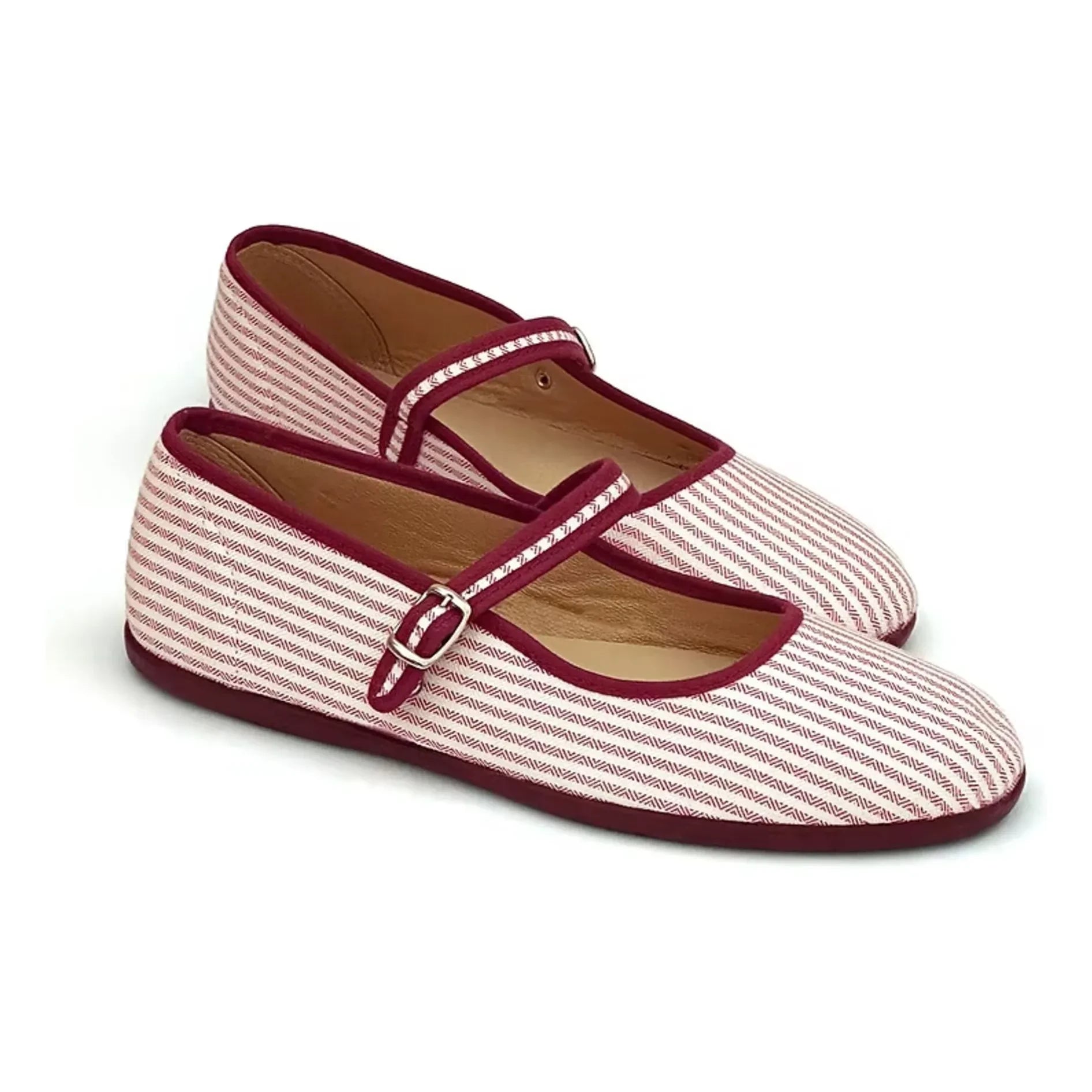 Hermosilla - Striped Aras Ballerina Shoes - Women's Collection | Burgundy