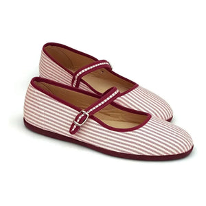 Hermosilla - Striped Aras Ballerina Shoes - Women's Collection | Burgundy
