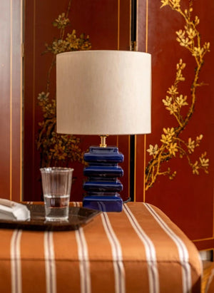 The Socialite Family - Marta Table Lamp: Ceramic and Pleated Cotton | Night Blue