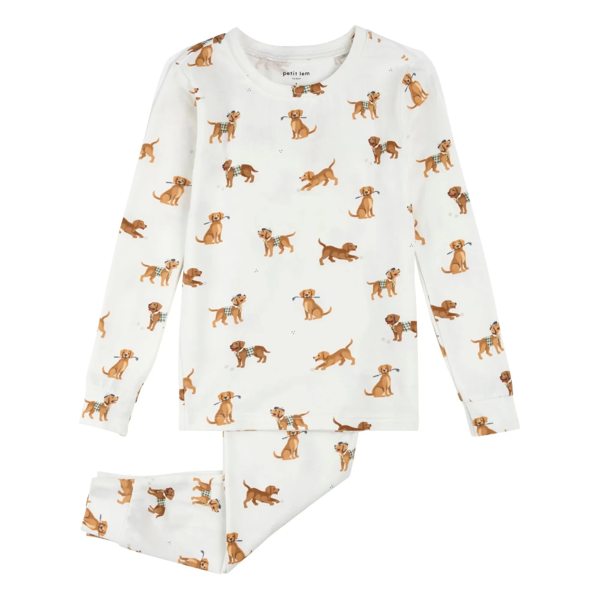 Petit Lem - Organic Cotton & Modal Dog Pajama Set | White
