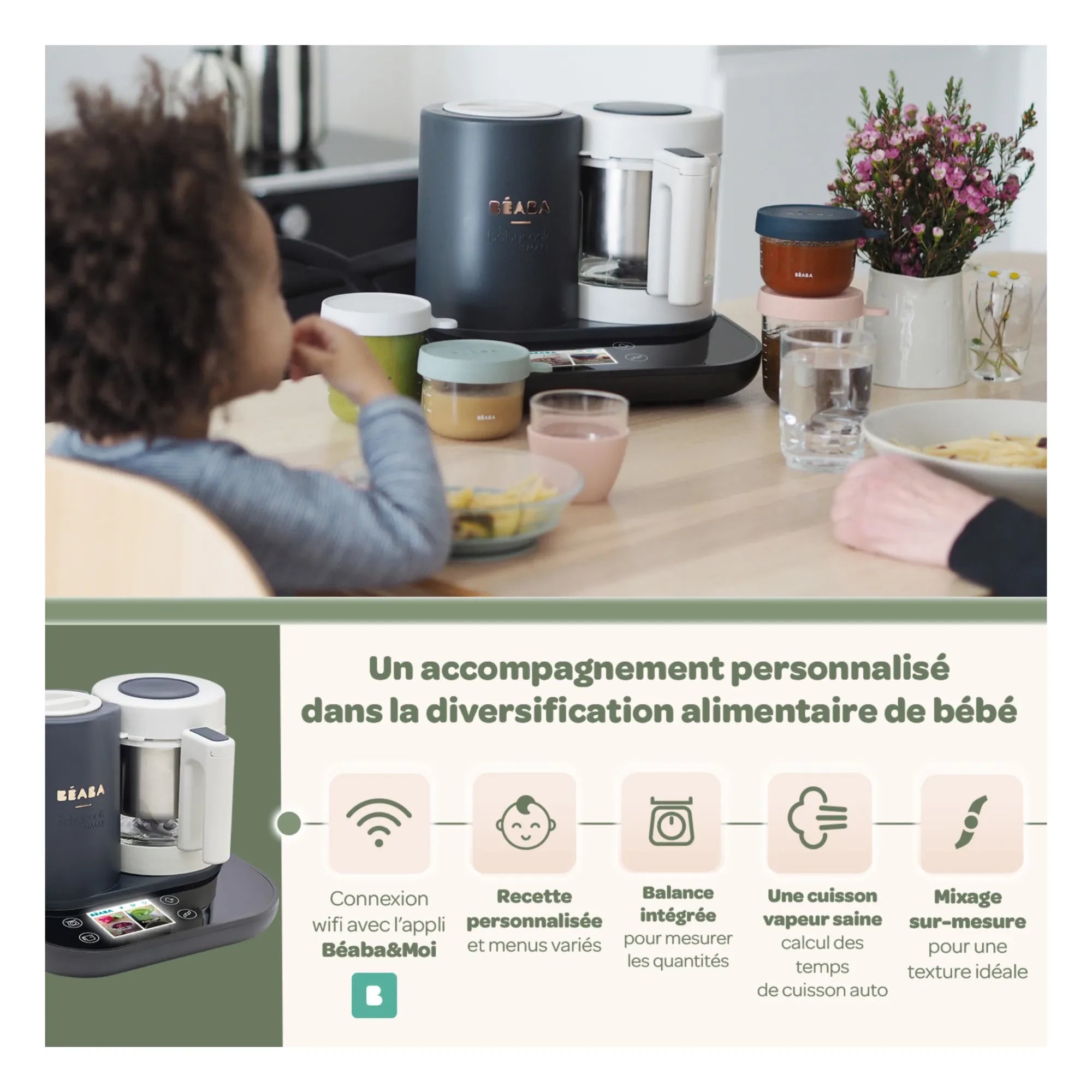 Béaba - BabyCook Smart Baby Food Maker | Charcoal Gray
