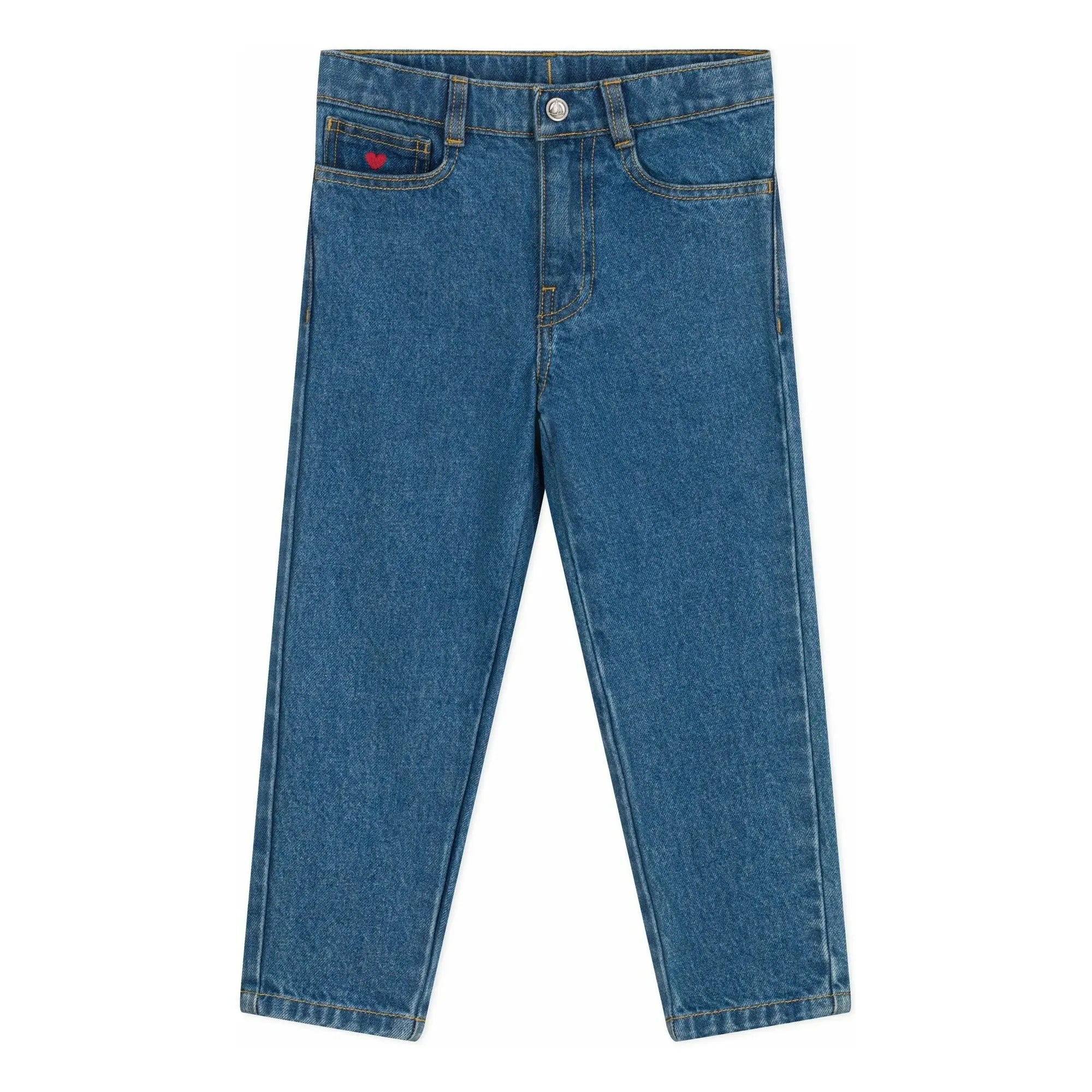 Petit Bateau - Organic Cotton Embroidered Pocket Jeans | Denim Blue