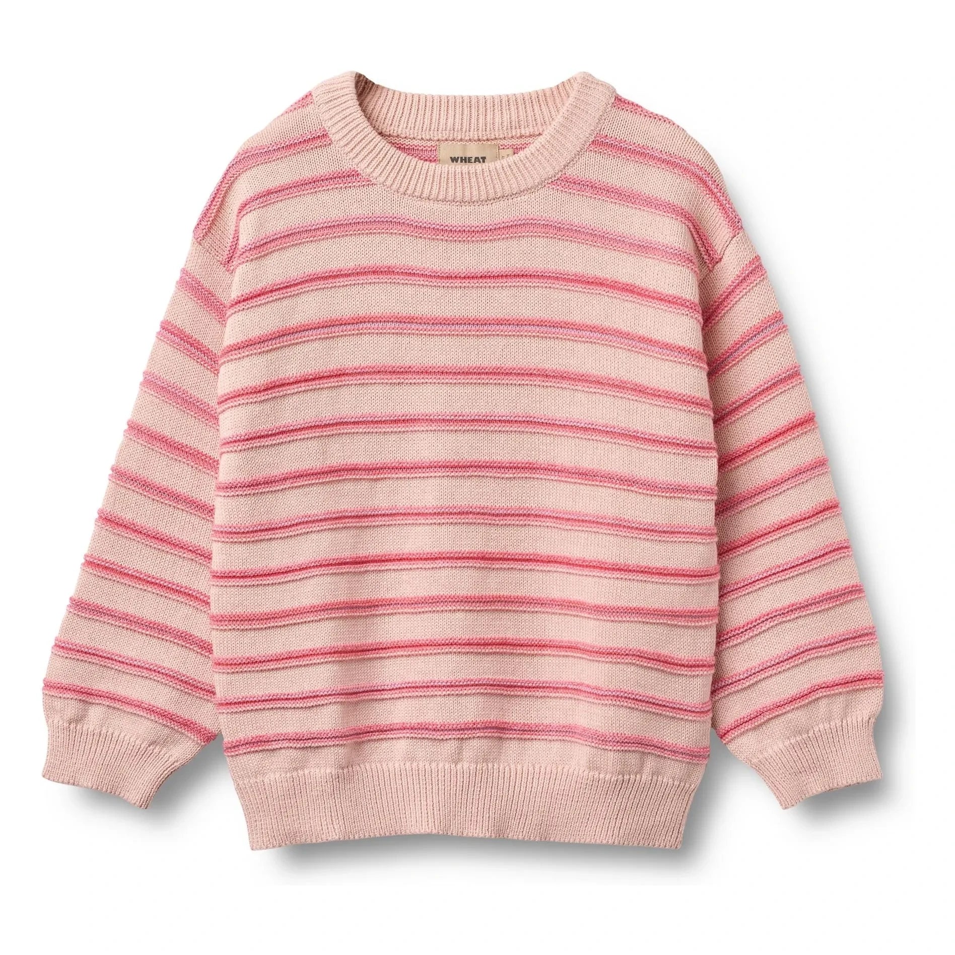 Wheat - Harlow Striped Organic Cotton Jacquard Sweater | Light Pink