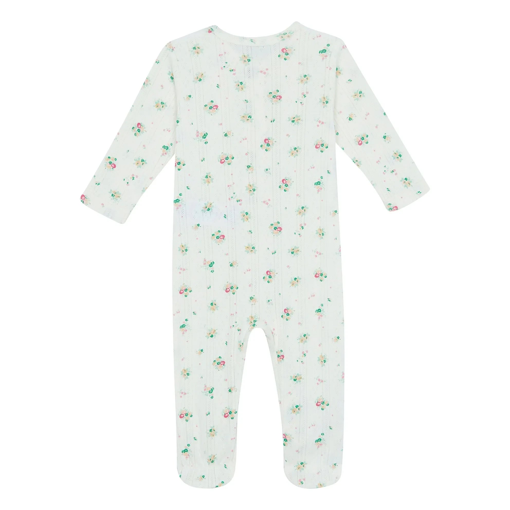 Bonton - Pointelle Nuité Bouquets Pajamas | White