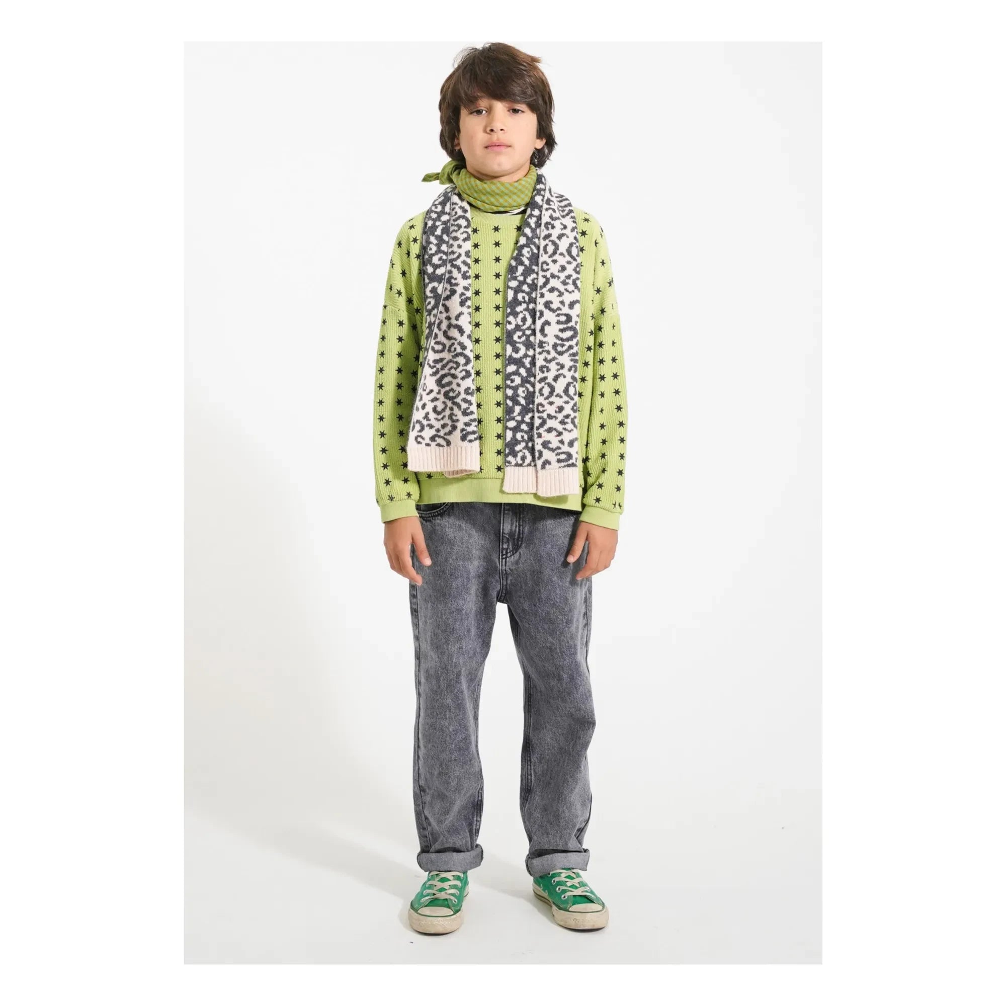 Piupiuchick - Ribbed Star Sweatshirt Organic Cotton | Green