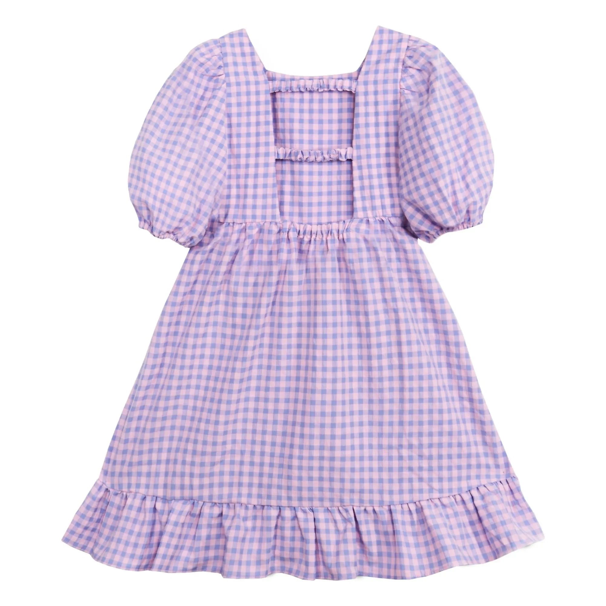 Mipounet - Olie Check Gathered Short Sleeve Dress | Lilac