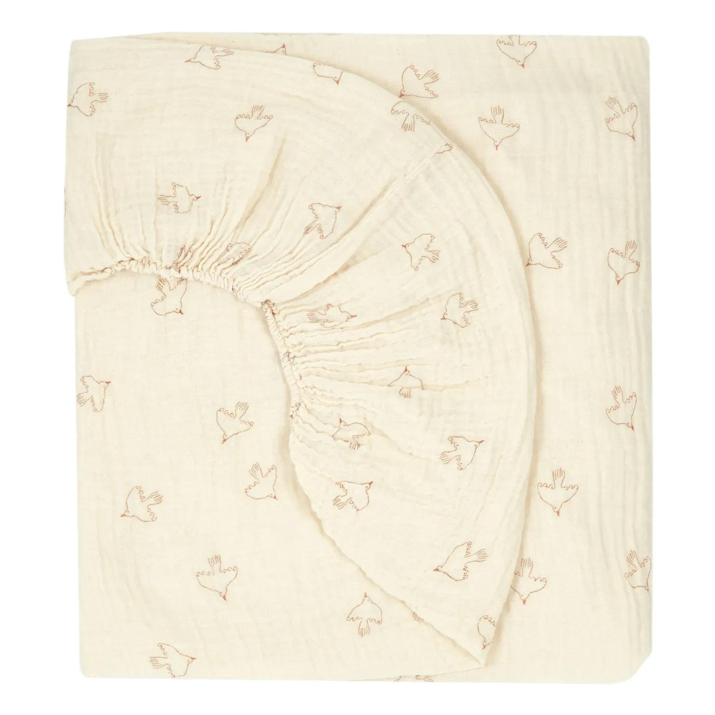 Nobodinoz - Hoshi Birds Elastic Fitted Sheet | Beige