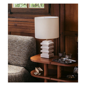 The Socialite Family - Marta Table Lamp with Cracked Ceramic and Pleated Cotton | Cream