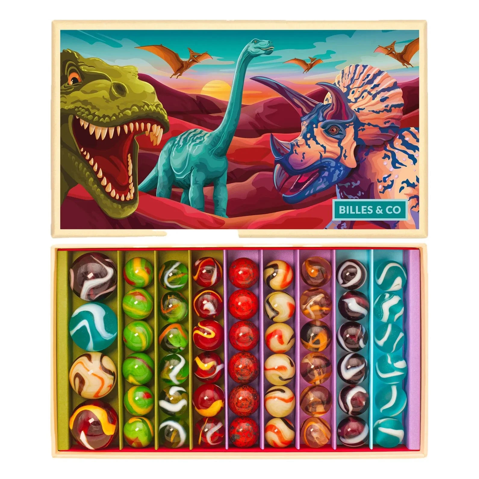 Billes & Co - Dinosaur Set - 52 Marbles | Green