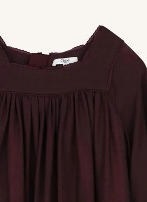 Chloé - Fleurie Wool Gauze Dress | Plum