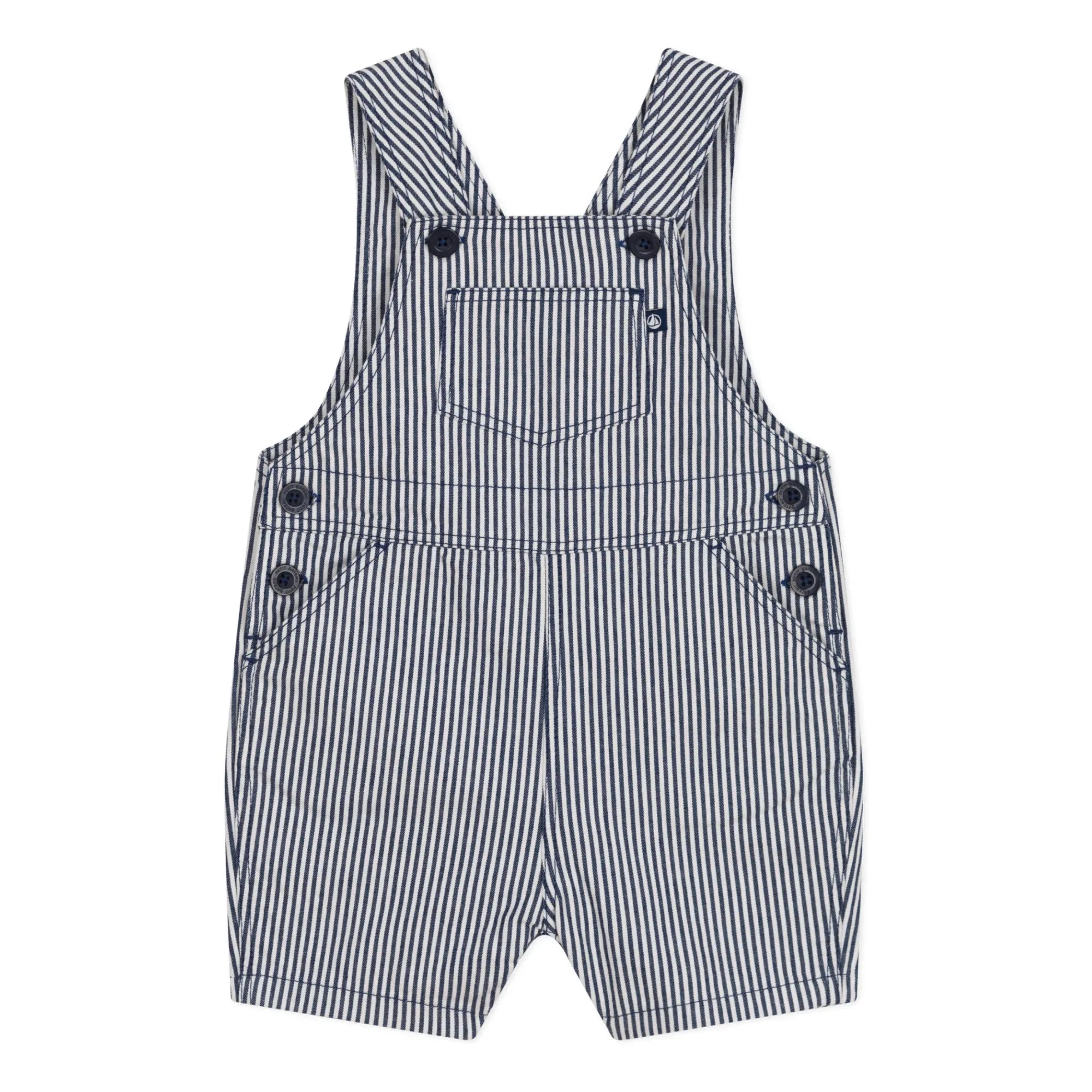 Petit Bateau - Striped Mini Overalls | Navy Blue