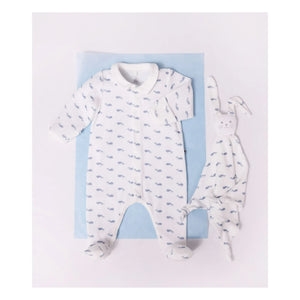 Petit Bateau - Pyjamas Dors Bien Baleines Kadife Organik Pamuk | White