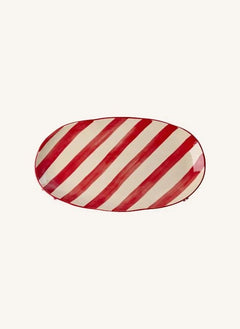Rice - Striped Ceramic Plate | Red
